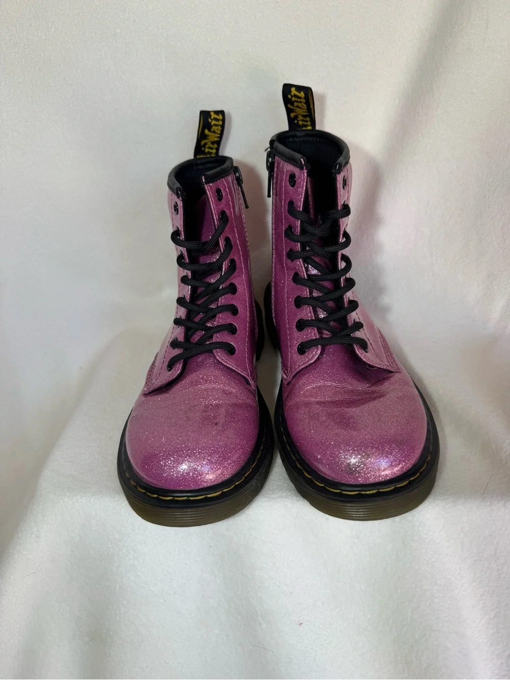 Dr Martens 1460 Glitter J Kids US 2 Pink Glitter Combat Boots EU 33 Zip